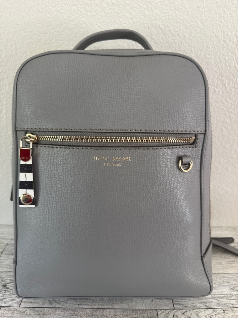 Henri Bendel Gray Leather Backpack